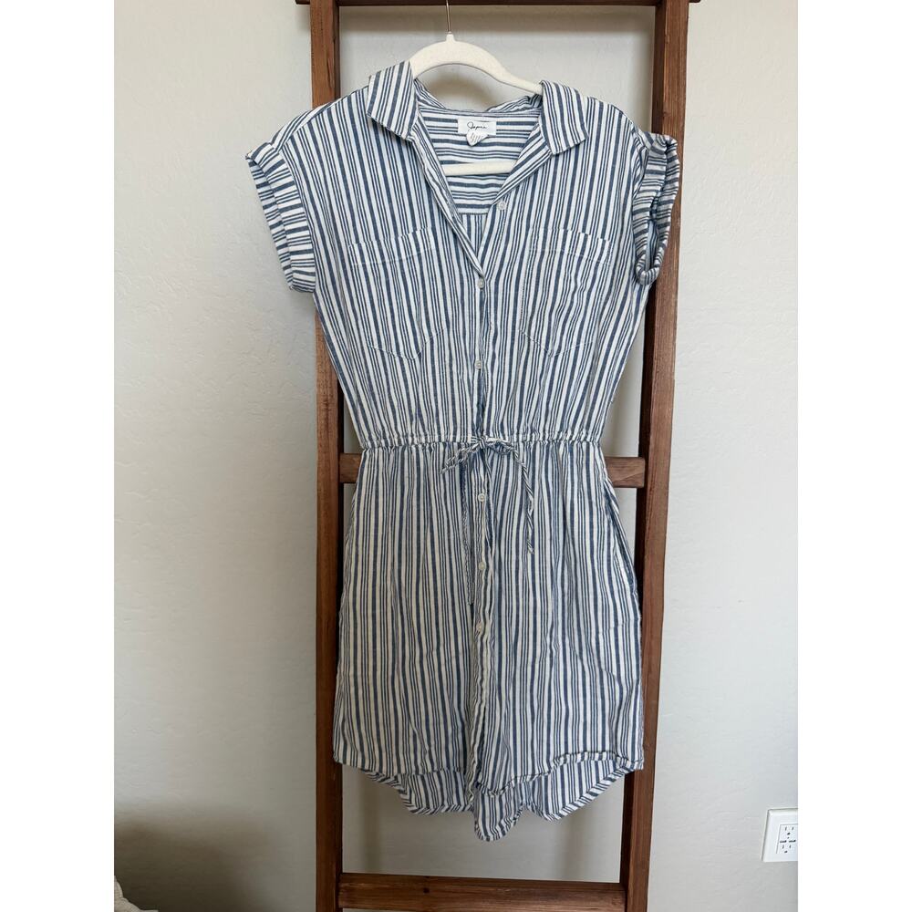 Japna - Blue and White Striped Shirt Dress - size small - Picture 2 of 4
